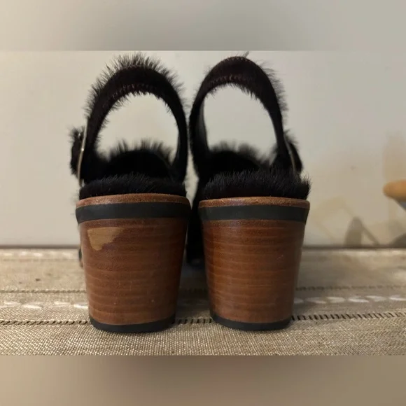 KULT DOMINI Dark Brown Pony Hair Leather Women's Clogs Size 8 (39)